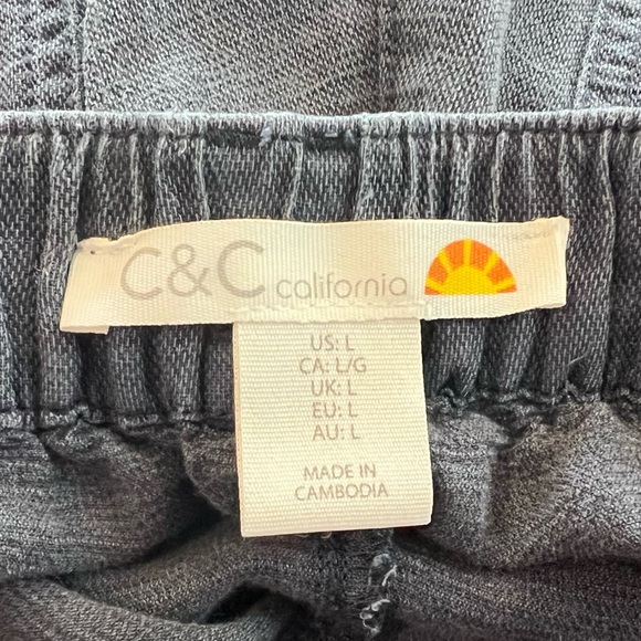 C&C California Linen Washed Denim Braided Pocket Straight Leg Large - Picture 12 of 12